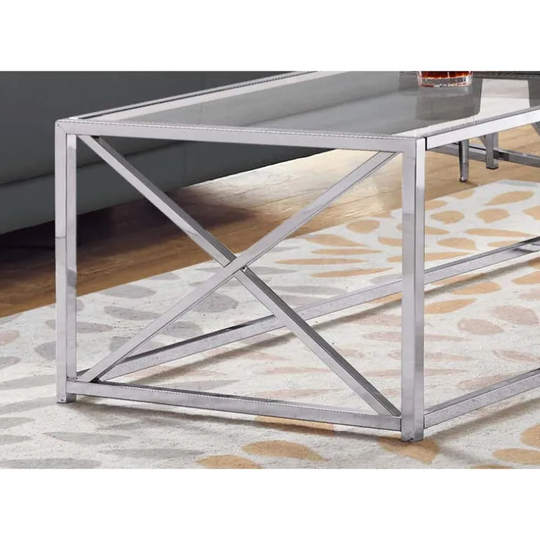 Rectangular Metal and Tempered Glass Coffee Table - Monarch