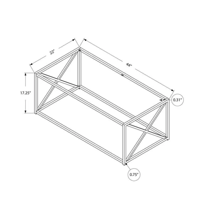 Rectangular Metal and Tempered Glass Coffee Table - Monarch