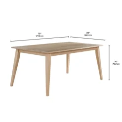 Rectangular Solid Wood Dining Table 70" - Greige