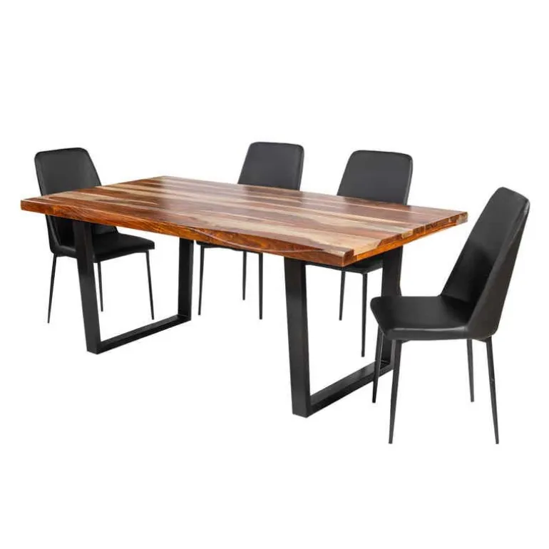 Rectangular Solid Wood Dining Table with 4 Chairs - 72"