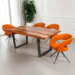 Rectangular Solid Wood Dining Table with 4 Chairs - 72