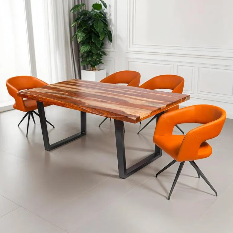 Rectangular Solid Wood Dining Table with 4 Chairs - 72"