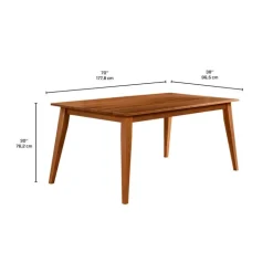Rectangular Solid Wood Dining Table 70" - Brown