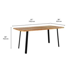 Rectangular Solid Wood Dining Table - 67"
