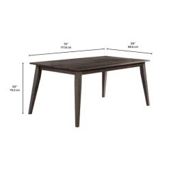 Rectangular Solid Wood Dining Table 70" - Slate