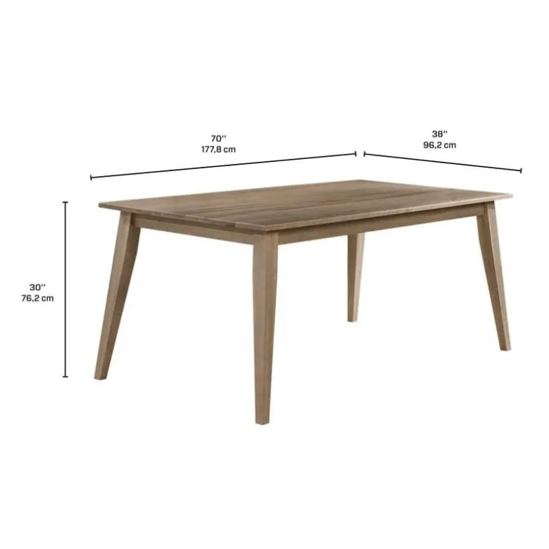 Rectangular Solid Wood Dining Table 70" - Grey