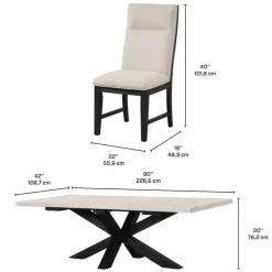 Rectangular Table with 6 Chairs - Creamy White