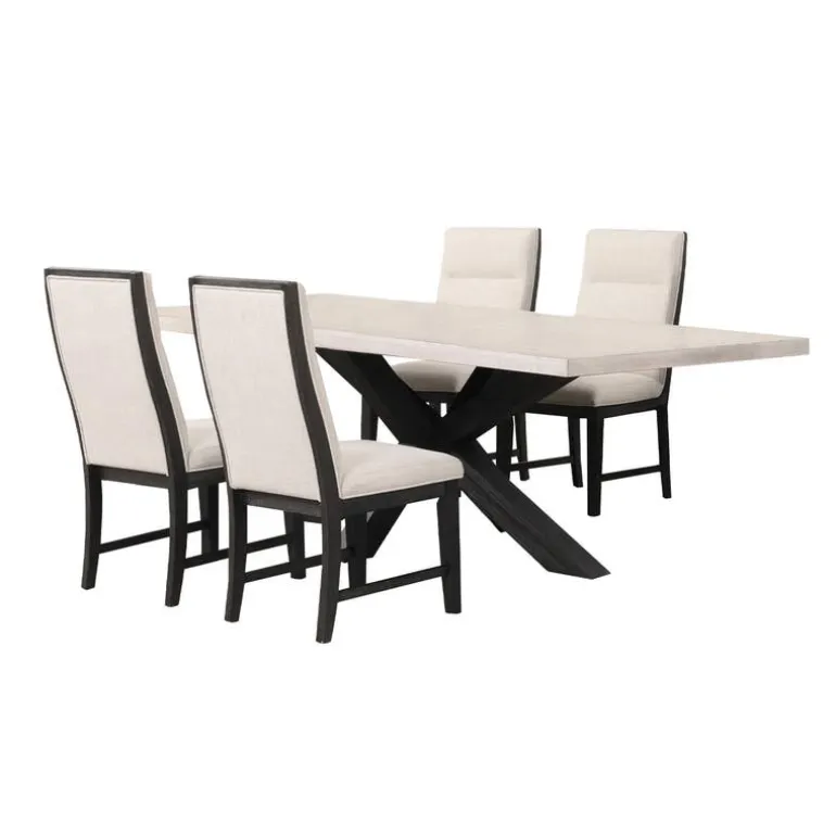 Rectangular Table with 4 Chairs - Creamy White