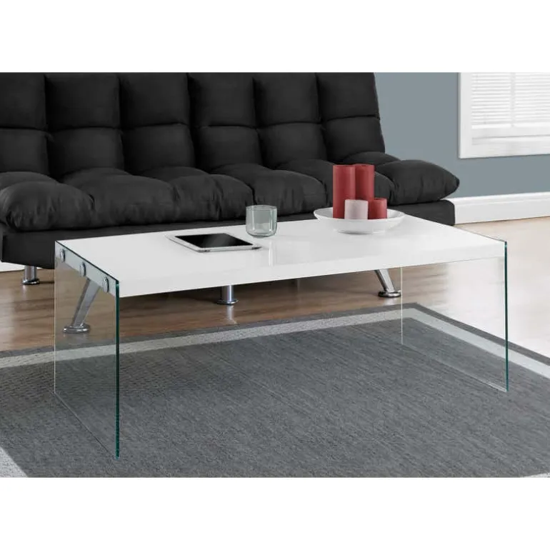 Rectangular Tempered Glass Coffee Table - Monarch