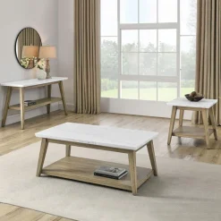 Rectangular White Marble Top Coffee Table