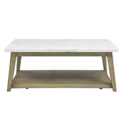 Rectangular White Marble Top Coffee Table