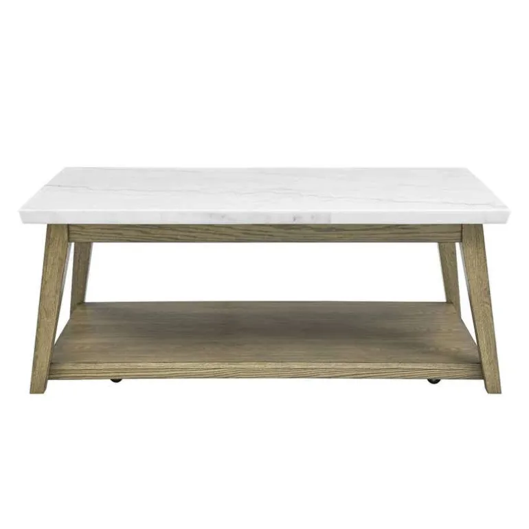 Rectangular White Marble Top Coffee Table