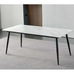 Rectangular White Sintered Stone Dining Table - 59
