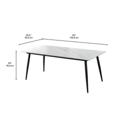 Rectangular White Sintered Stone Dining Table - 59