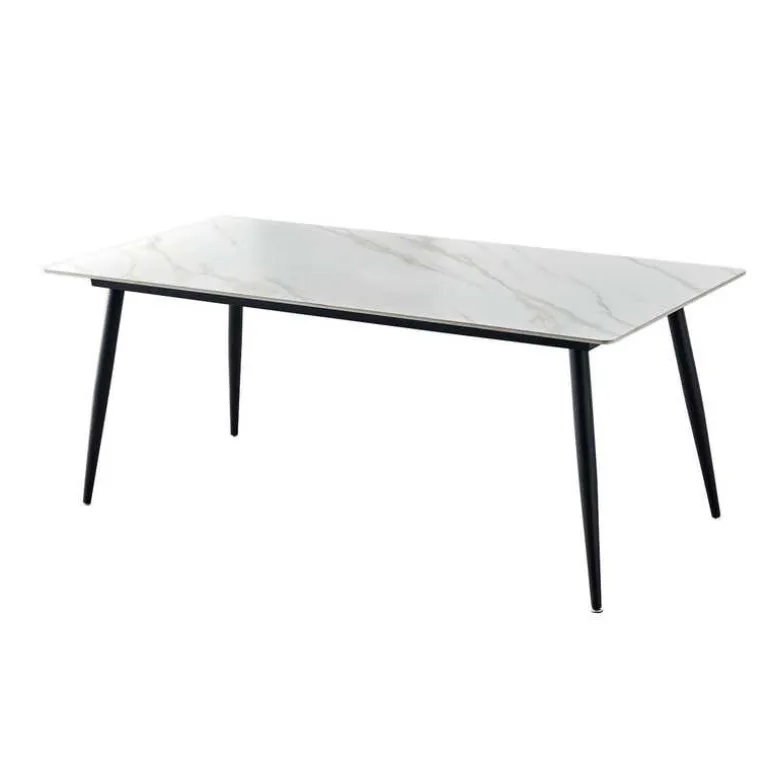 Rectangular White Sintered Stone Dining Table - 59"