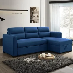 Reversible Sectional Bed with Storage - Blue