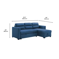 Reversible Sectional Bed with Storage - Blue