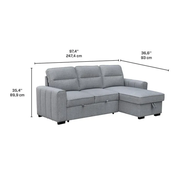 Reversible Sectional Bed with Chaise and Storage