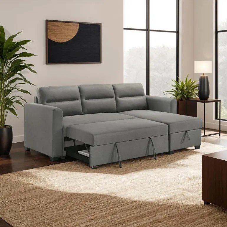Reversible Sectional Bed with Storage - Grey