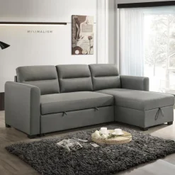 Reversible Sectional Bed with Storage - Grey