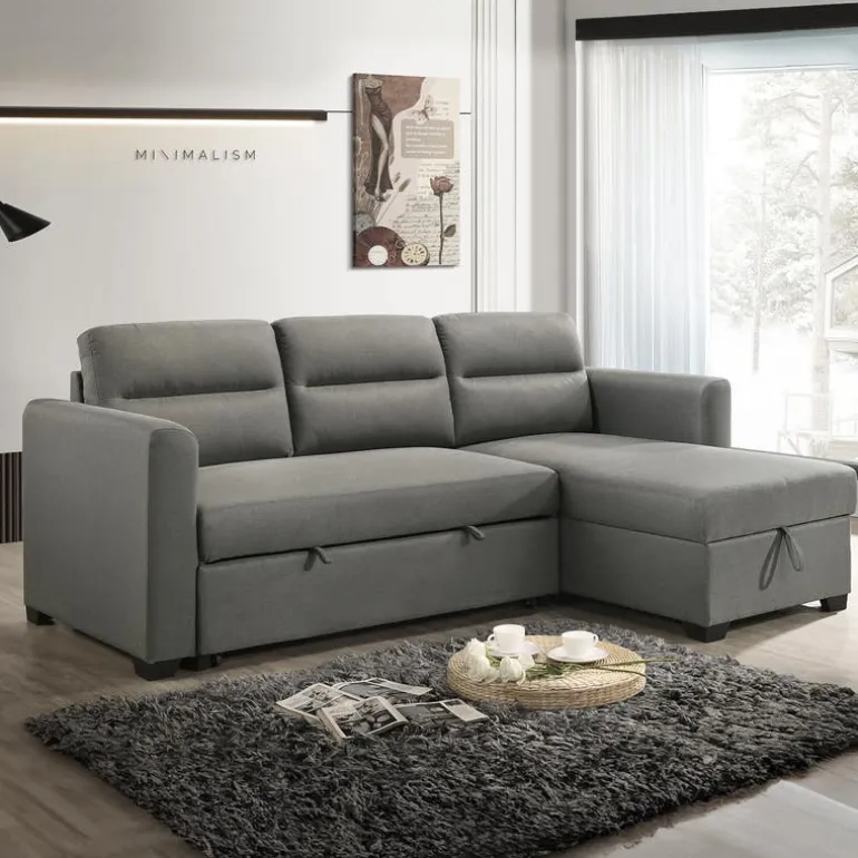 Reversible Sectional Bed with Storage - Grey