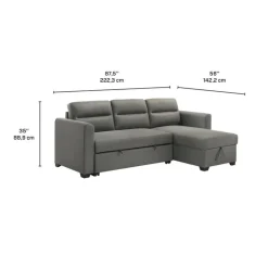 Reversible Sectional Bed with Storage - Grey