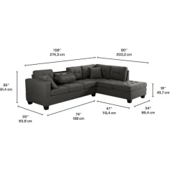 Reversible Sectional with a Drop-Down Backrest and Cup Holders