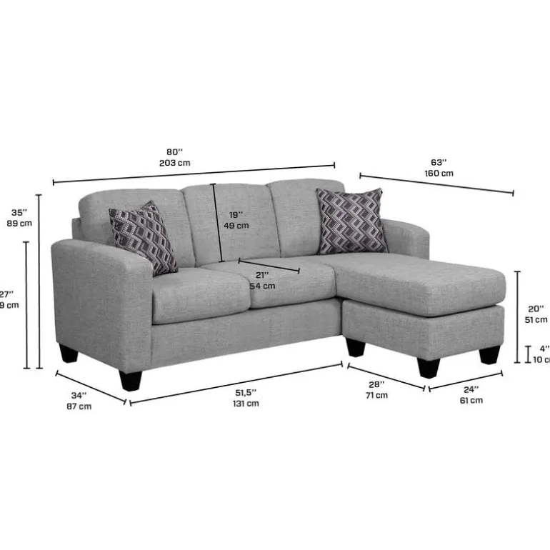 Reversible Sectional with Chaise - Grey