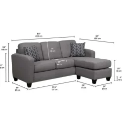 Reversible Sectional with Chaise - Charcoal Grey