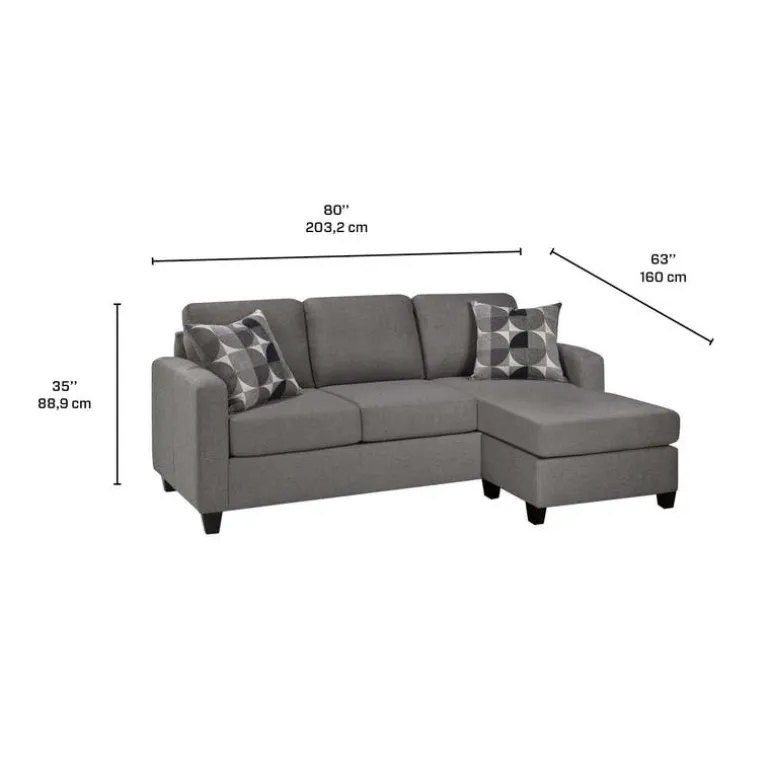 Reversible Sleeper Sofa with Chaise - Charcoal Grey