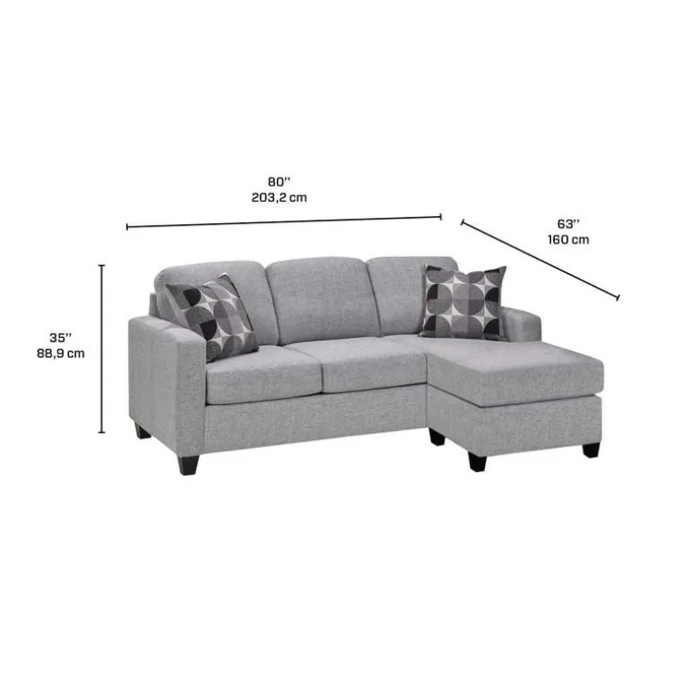 Reversible Sleeper Sofa with Chaise - Grey