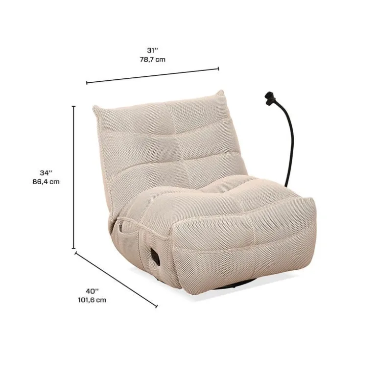 Rocking Recliner with Phone Holder - Beige