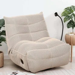 Rocking Recliner with Phone Holder - Beige