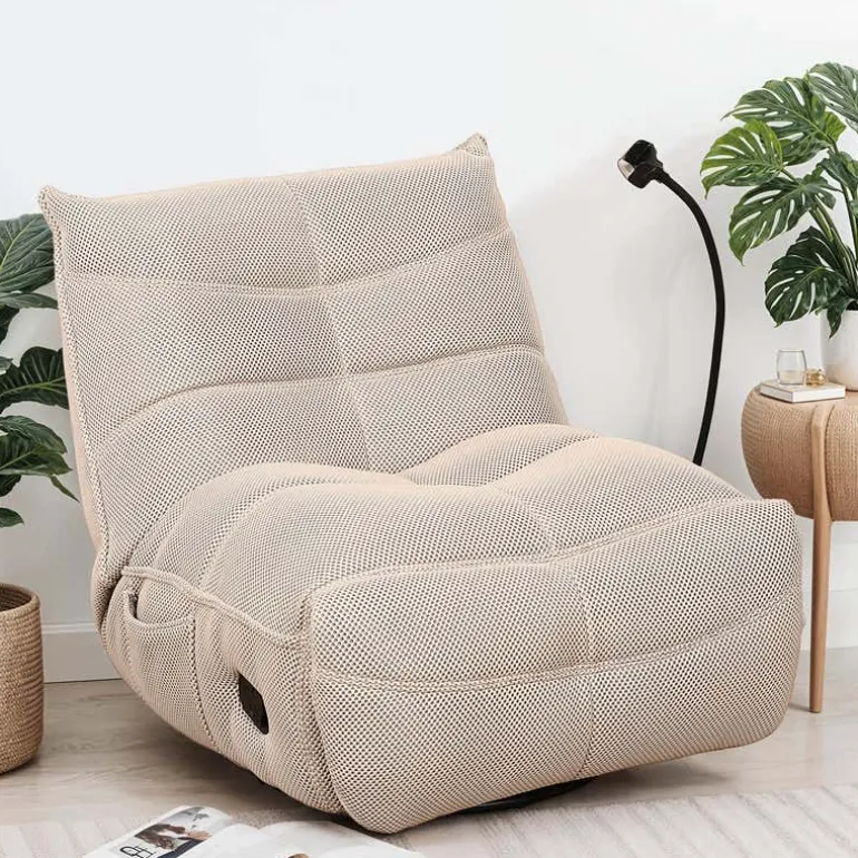 Rocking Recliner with Phone Holder - Beige