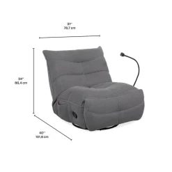 Rocking Recliner with Phone Holder - Grey