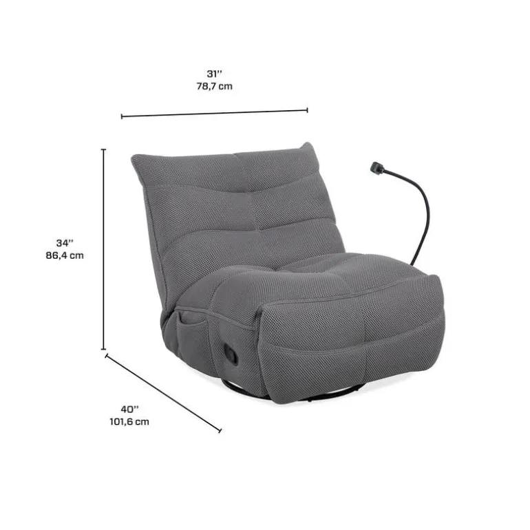 Rocking Recliner with Phone Holder - Grey