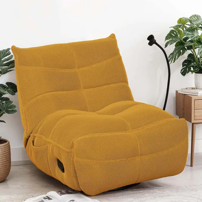 Rocking Recliner with Phone Holder - Golden Yellow