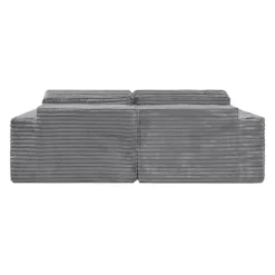 Rolled & Compressed Left Sectional in Corduroy Velvet 2 pcs - Grey