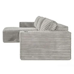 Rolled & Compressed Left Sectional in Corduroy Velvet 3 pcs - Beige