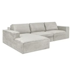 Rolled & Compressed Left Sectional in Corduroy Velvet 3 pcs - Beige