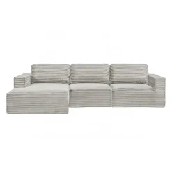 Rolled & Compressed Left Sectional in Corduroy Velvet 3 pcs - Beige
