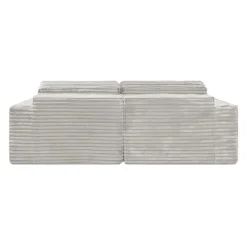Rolled & Compressed Left Sectional in Corduroy Velvet 2 pcs - Beige