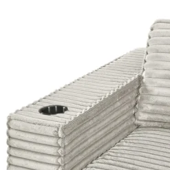 Rolled & Compressed Left Sectional in Corduroy Velvet 2 pcs - Beige