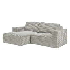 Rolled & Compressed Left Sectional in Corduroy Velvet 2 pcs - Beige