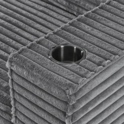 Rolled & Compressed Left Sectional in Corduroy Velvet 3 pcs - Grey