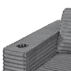 Rolled & Compressed Left Sectional in Corduroy Velvet 3 pcs - Grey
