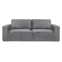 Rolled & Compressed Loveseat in Corduroy Velvet - Grey