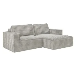 Rolled & Compressed Right Sectional in Corduroy Velvet 2 pcs - Beige