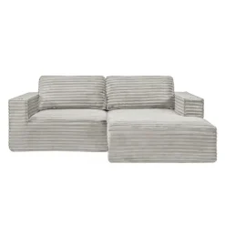 Rolled & Compressed Right Sectional in Corduroy Velvet 2 pcs - Beige