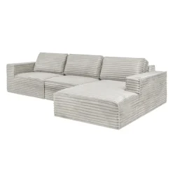Rolled & Compressed Right Sectional in Corduroy Velvet 3 pcs - Beige